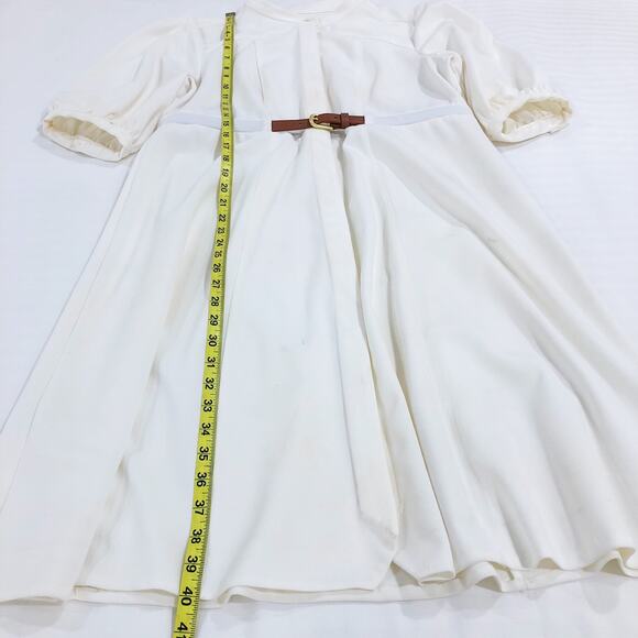 Calvin Klein Cream Color Puff Sleeve Belt Dress - Picture 9 of 14